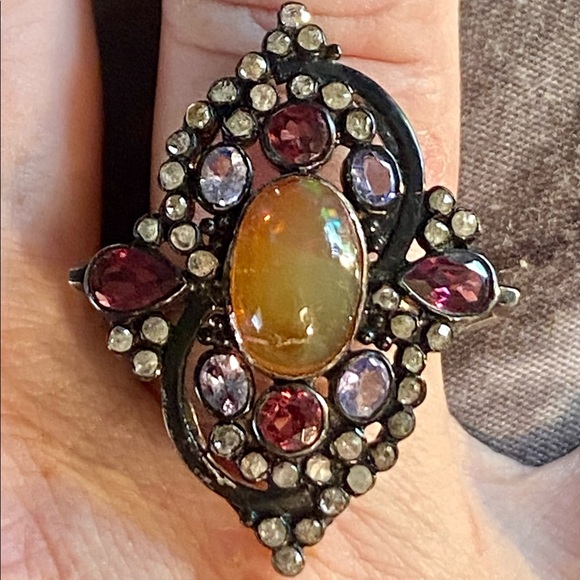 NWOT 5.50 CTW STUNNING NATURAL OPAL , TANZANITE, RUBY AND GENUINE DIAMONDS RING - Picture 8 of 13